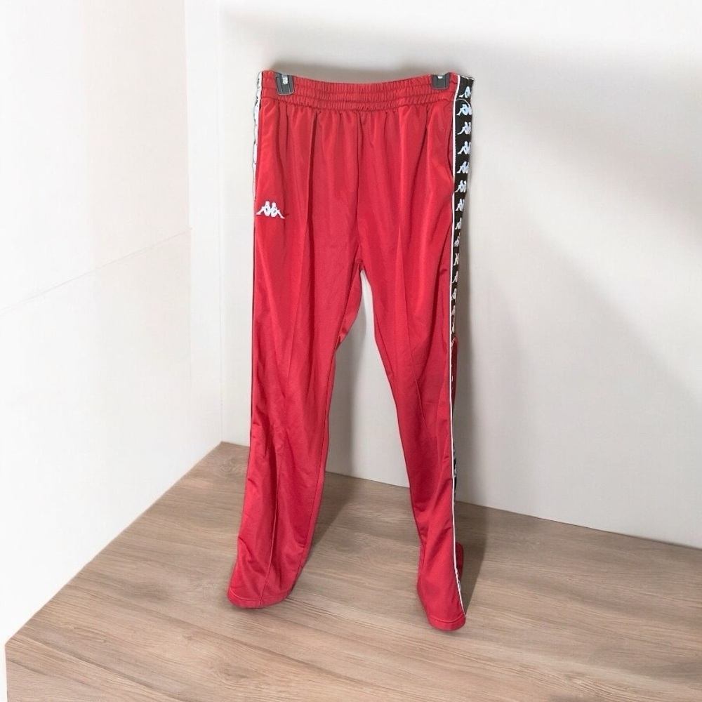 Kappa Red Track Pants with Logo Tape
